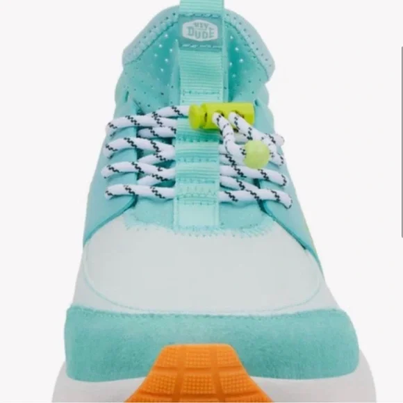 NWOB! Hey Dude women’s Sirocco Aqua and White Sneakers size 9, slip on! - Picture 2 of 8